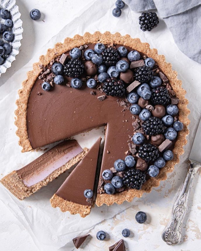 Blackberry Custard Tart with Chocolate Ganache
